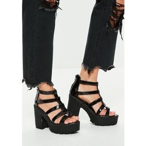 MissGuided Black Gladiator Platform Sandals